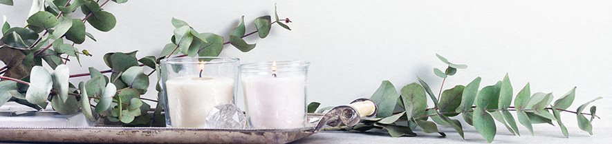 Relaxing candles and eucalyptus at home